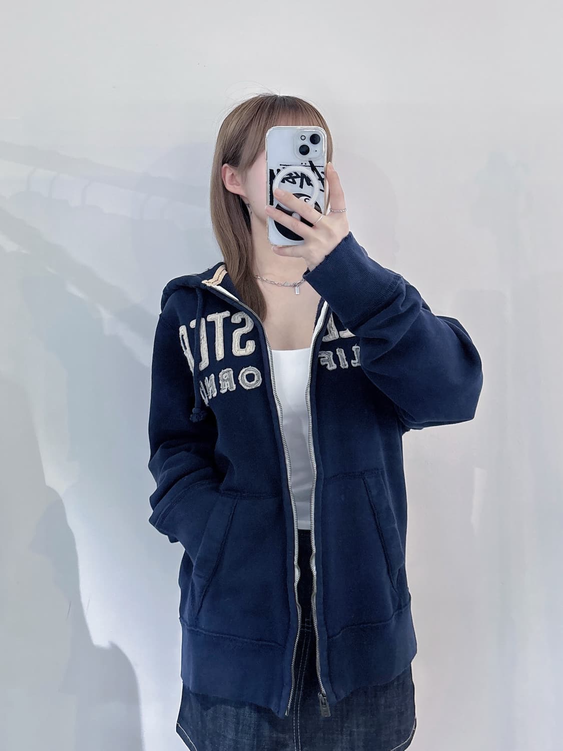 홀리스터 네이비 빅로고 헤비스웻 후드집업 상품이미지2