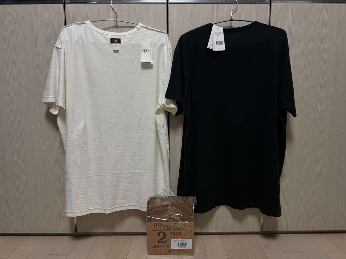 [L] 더블알엘 남자 RRL 포켓 티셔츠 2팩 L 새상품 블랙,화이트 상품이미지1