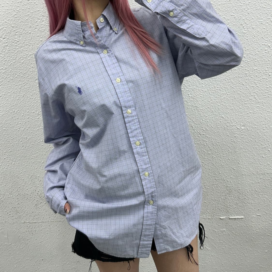 폴로 랄프로렌 연보라포니 연보라 체크 셔츠 M 상품이미지1