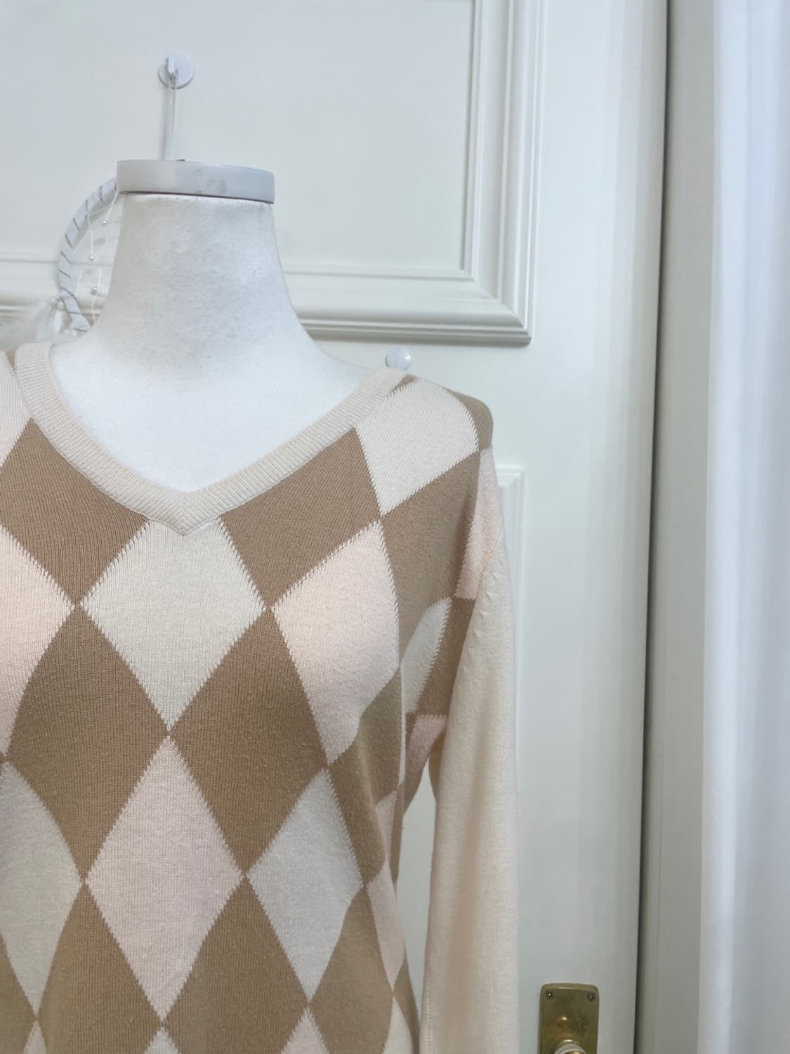 GAP pink beige argyle lovely knit top 상품이미지6