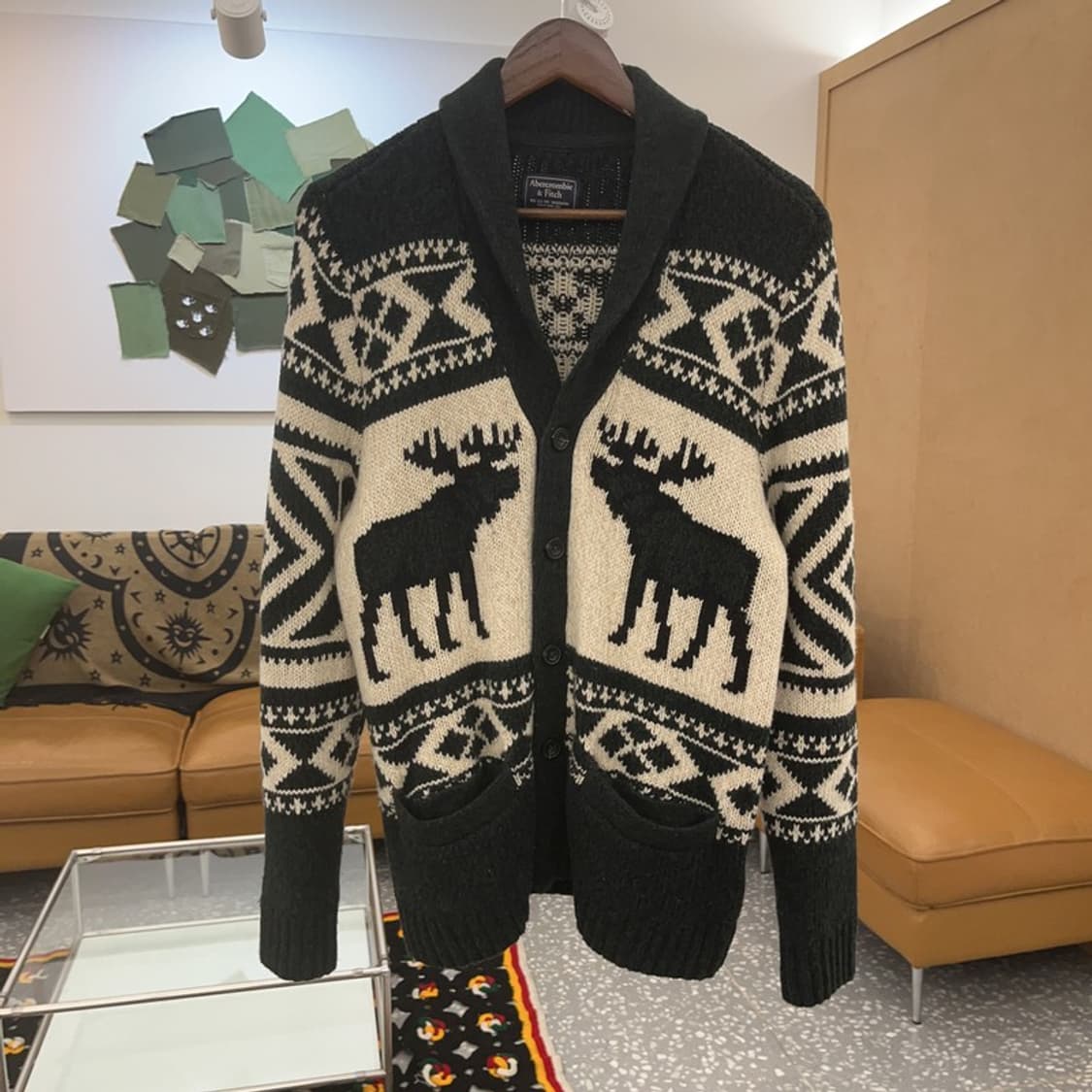 아베크롬비 희귀 노르딕 코위찬 홀리데이 딥그린 가디건 S C07591 상품이미지3