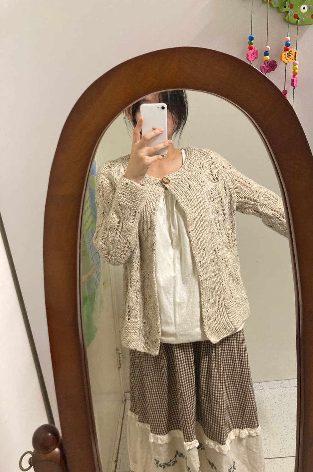 원단추 오트밀 가디건 상품이미지3