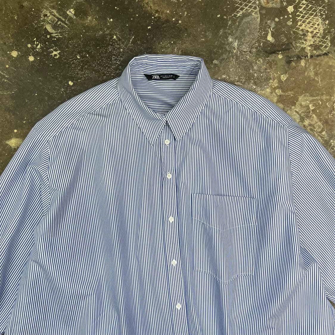 L) ZARA 자라 스트라이프 오버사이즈 버튼 다운셔츠 원피스 상품이미지3