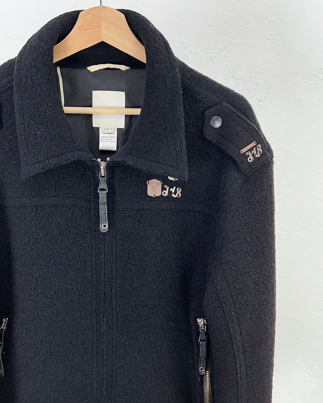 디젤 블랙 기믹 지퍼 울 블루종 자켓 상품이미지3