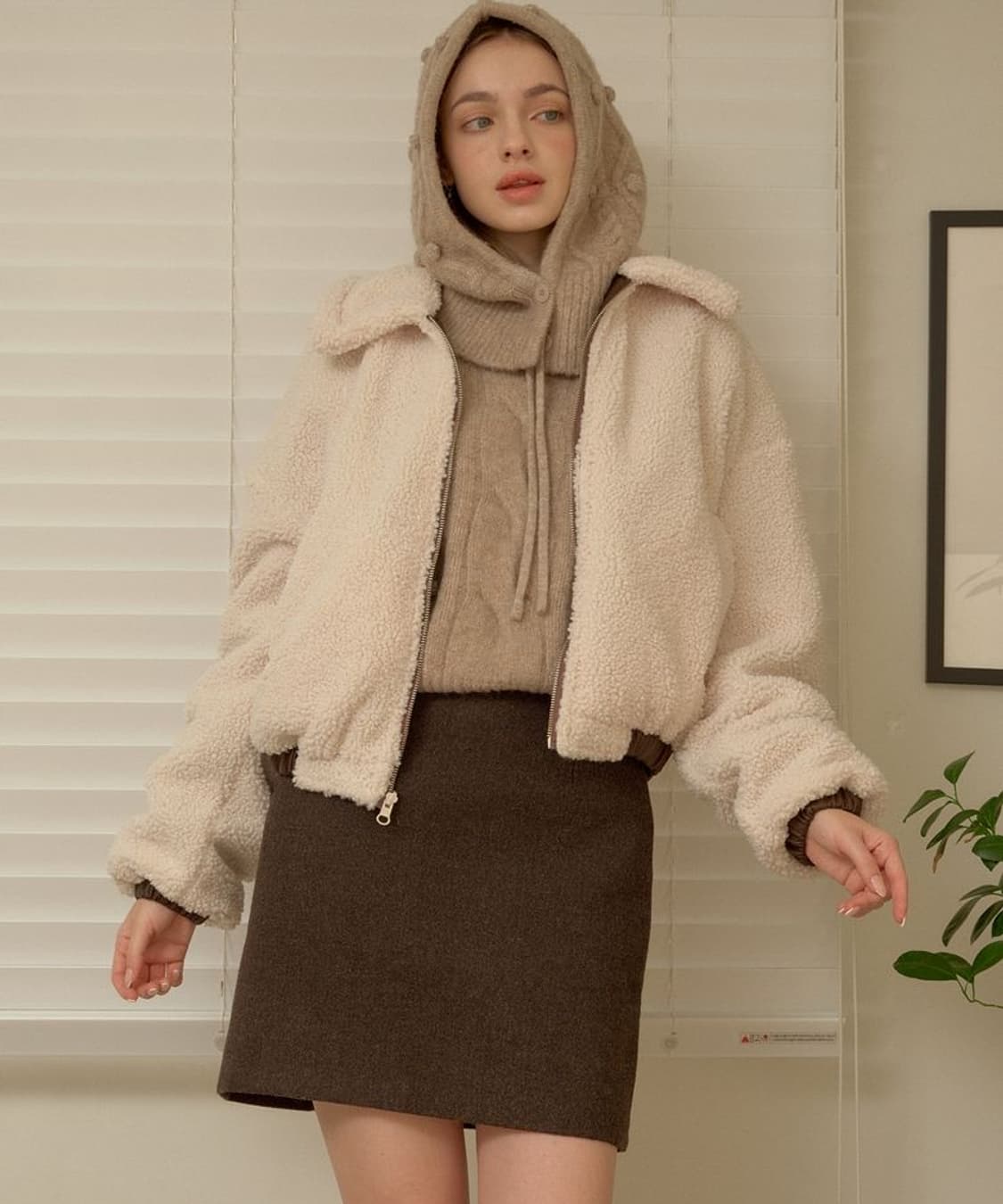 바이바이섭 리버시블 Faux 레더 점퍼 브라운 상품이미지2