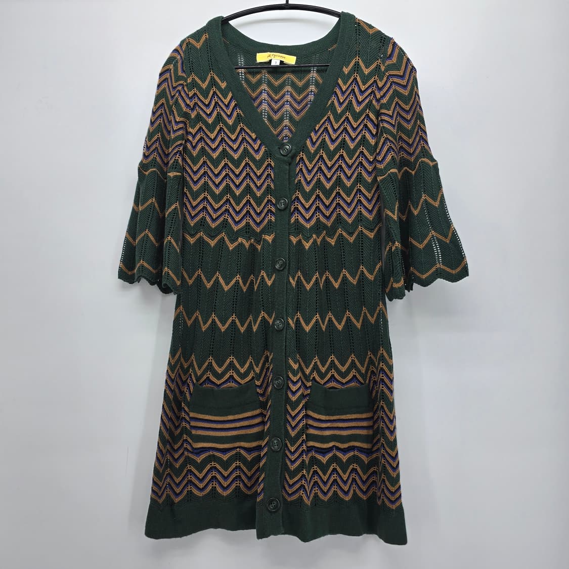 지그재그 니트 롱 가디건 일본빈티지 상품이미지1