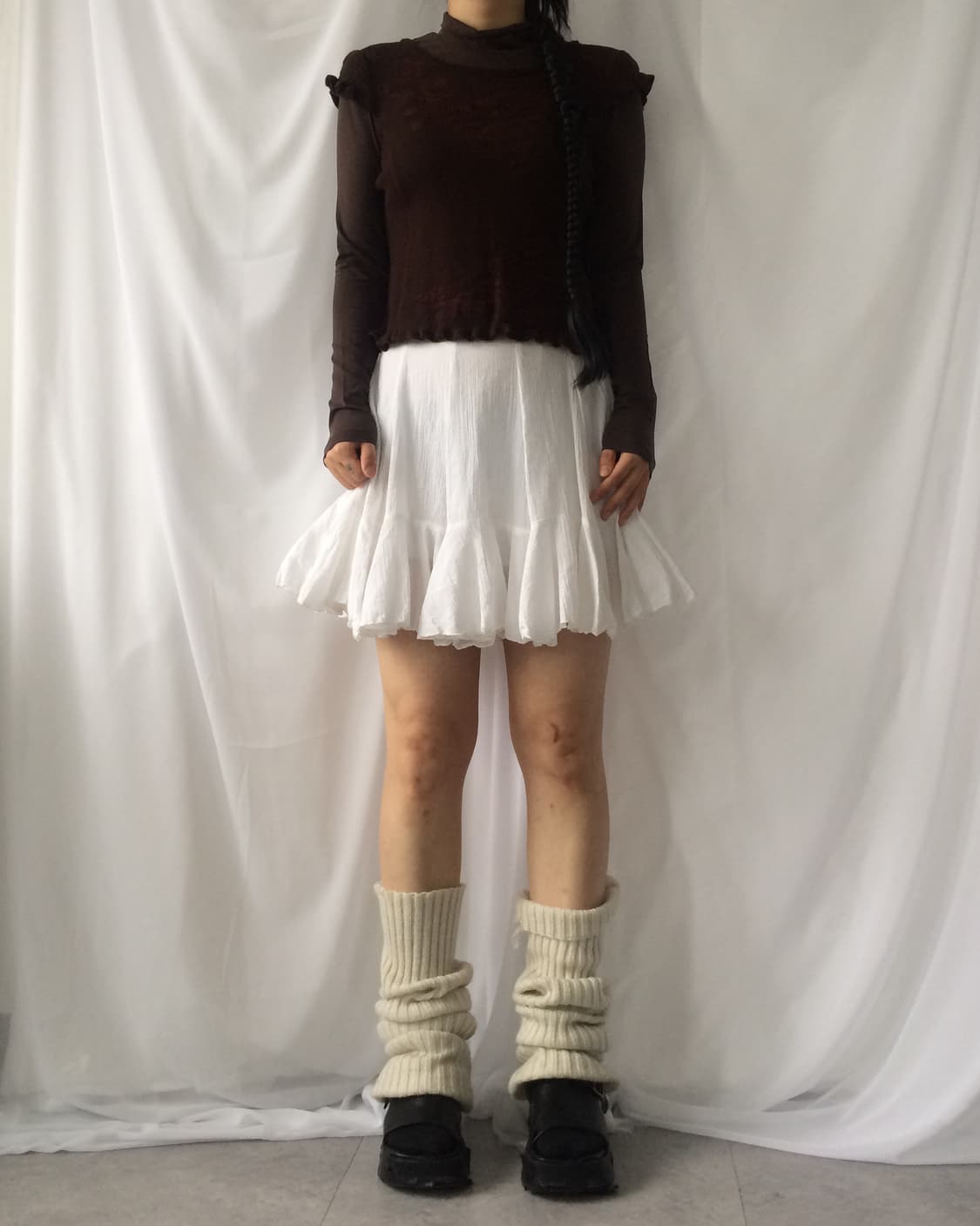 Knit layered high neck sleeve 상품이미지1