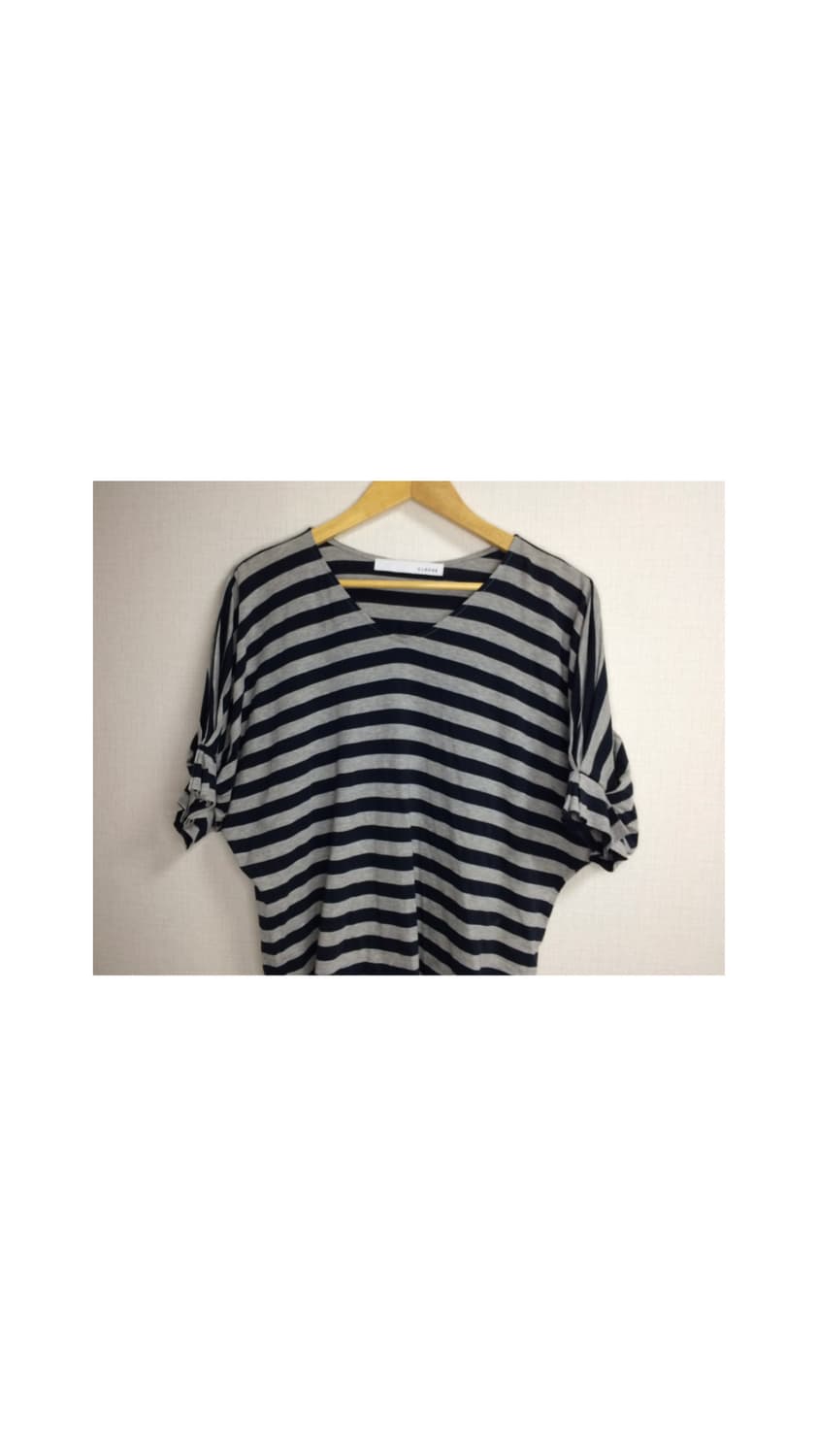 빈티지 그레이 네이비 스트라이프 탑 상품이미지2