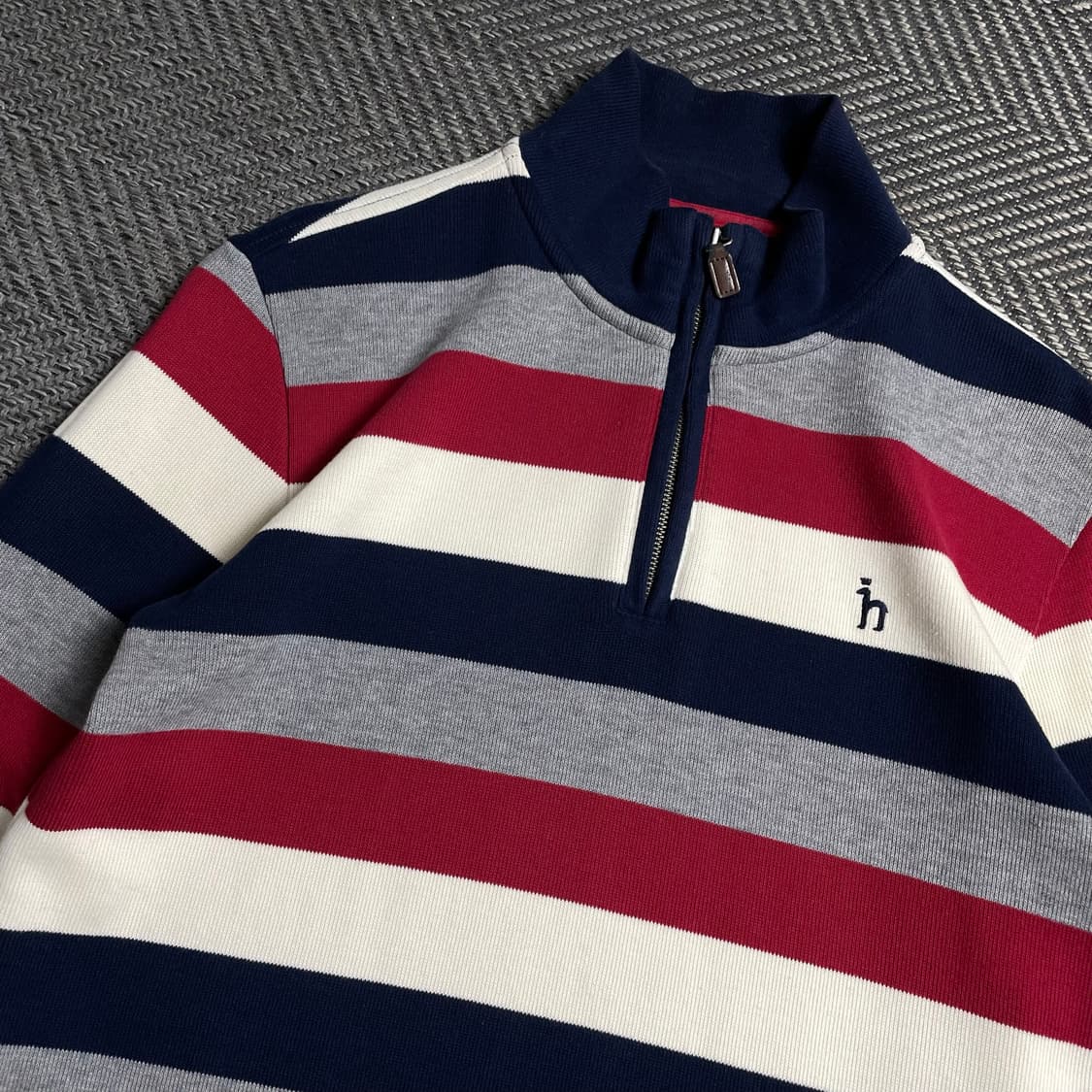 Hazzys 스트라이프 니트 카라 반집업 긴팔 티셔츠o 6241 상품이미지3