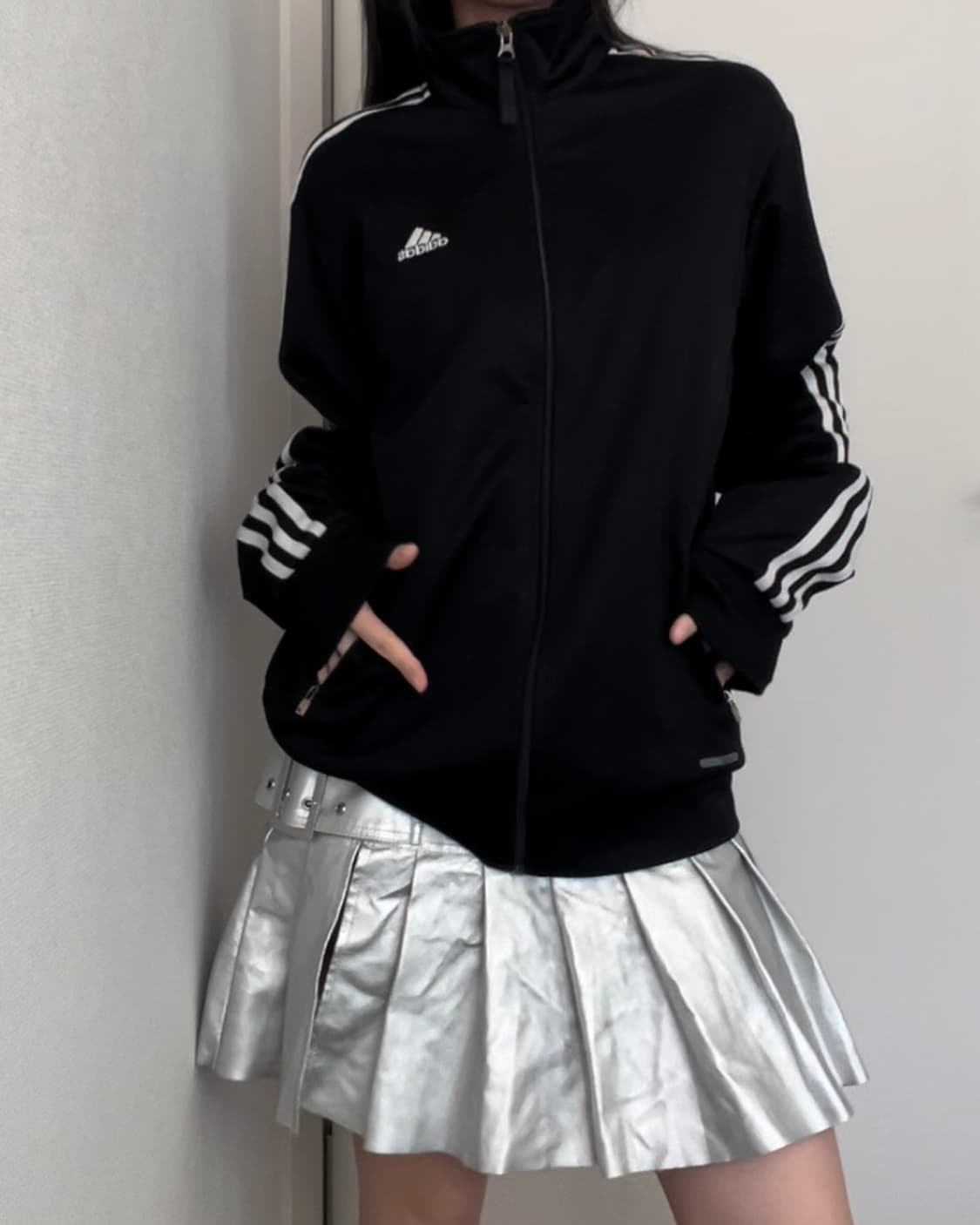 silver short pleats wrap skirt 상품이미지2