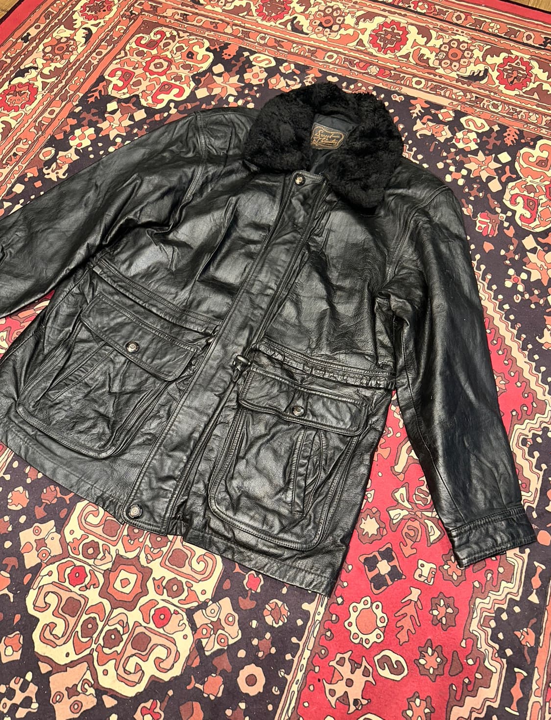 ( L-XL ) 가죽하프자켓 가죽하프 가죽코트 가죽카코트 가죽롱자켓 상품이미지5