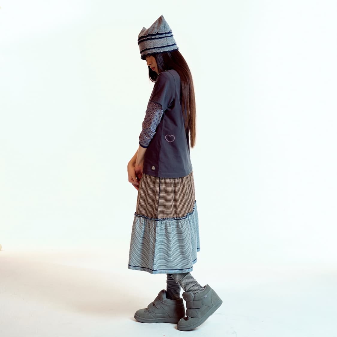 [2] 코이세이오 컬러드 스트라이프 미디 스커트 퍼플 상품이미지5