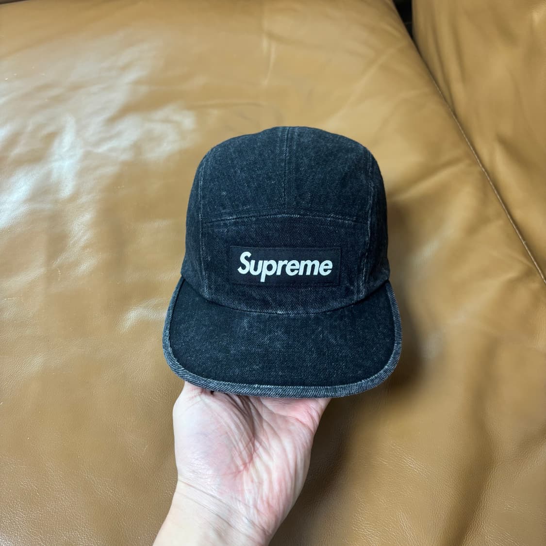 슈프림 캠프캡 모자 박스로고 데님 블랙 상품이미지2