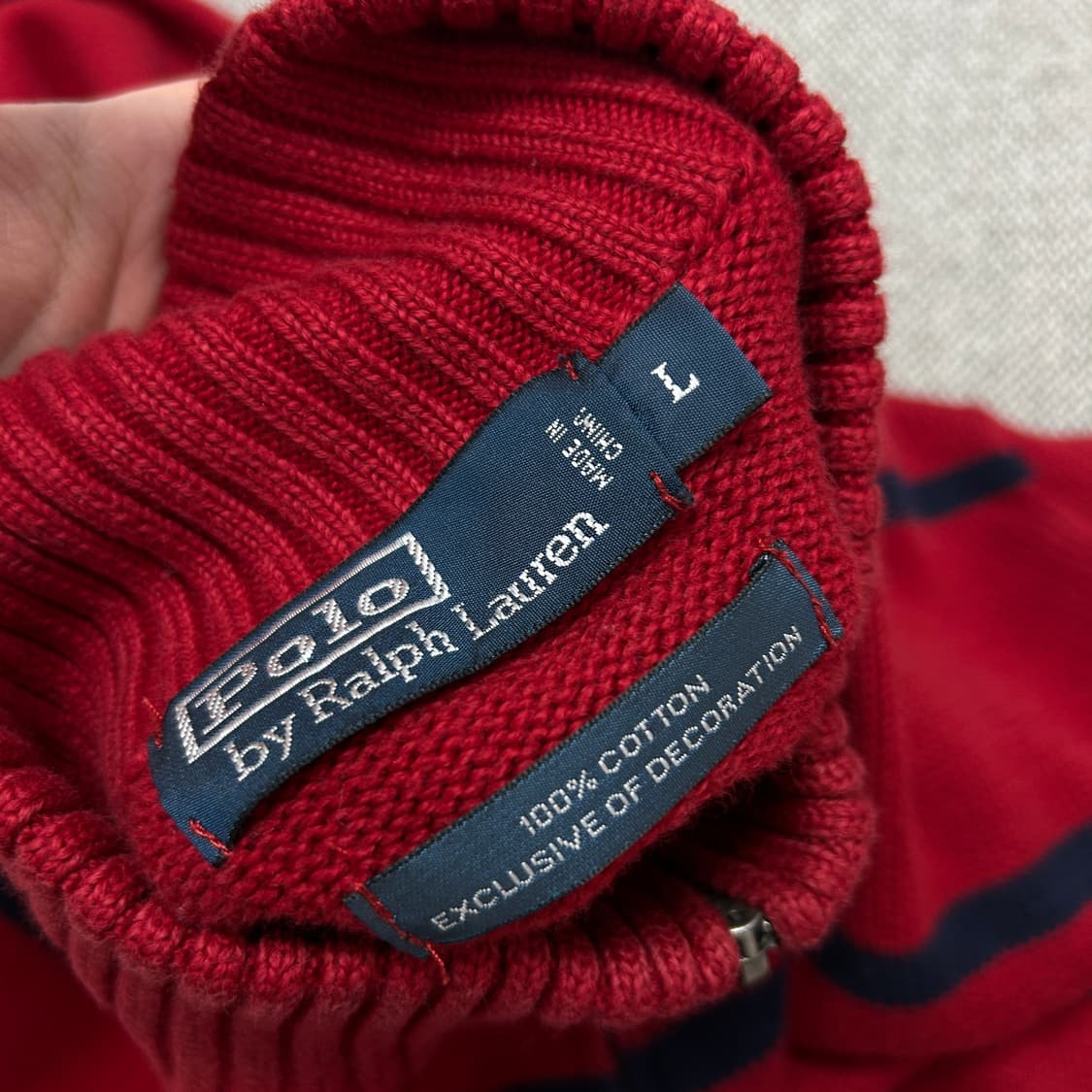 폴로 스트라이프 하프집업 코튼니트(L) 상품이미지2