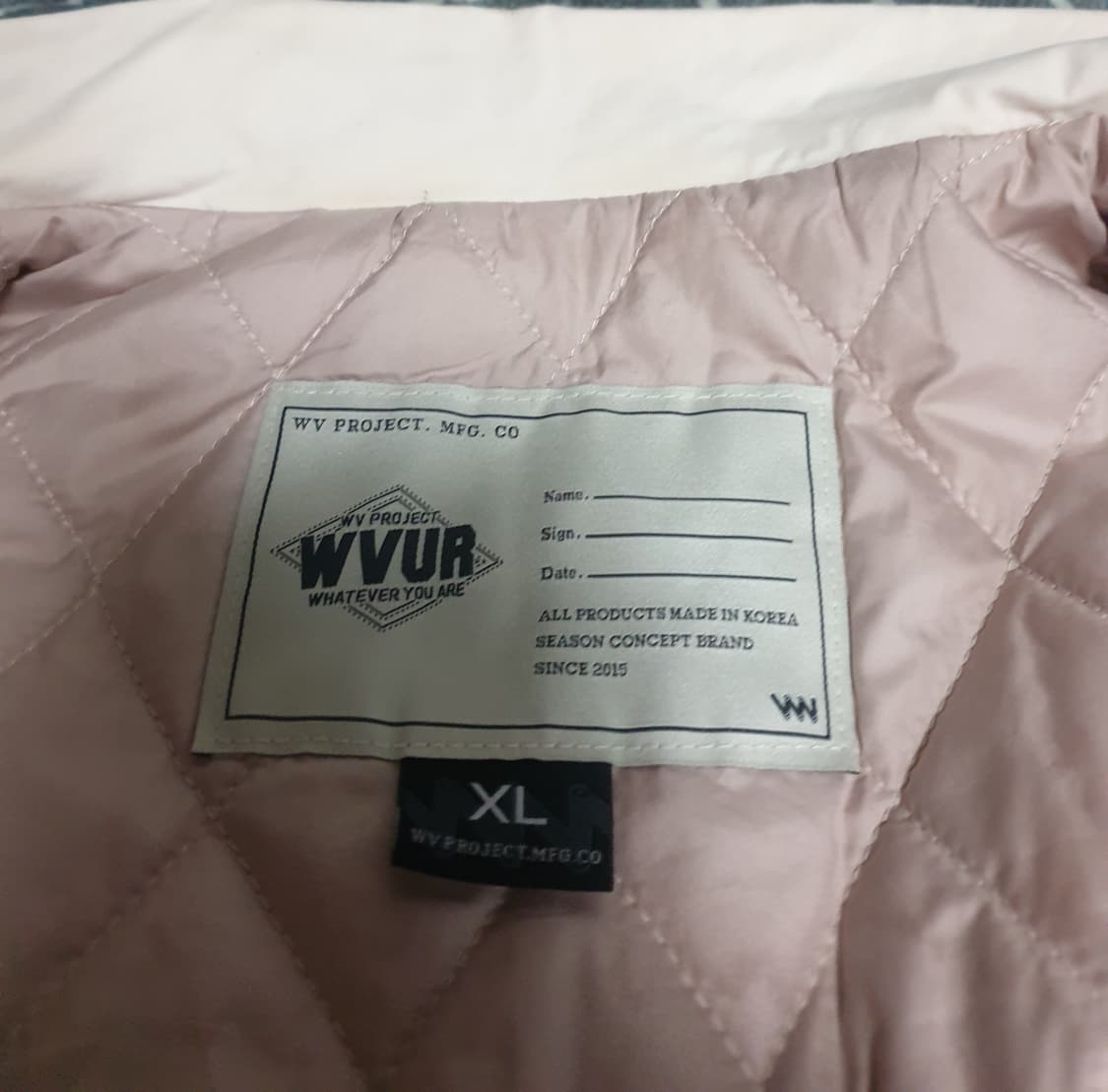 더블유브이프로젝트 안감누빔 짚업 자켓 아이보리 (XL) 상품이미지6