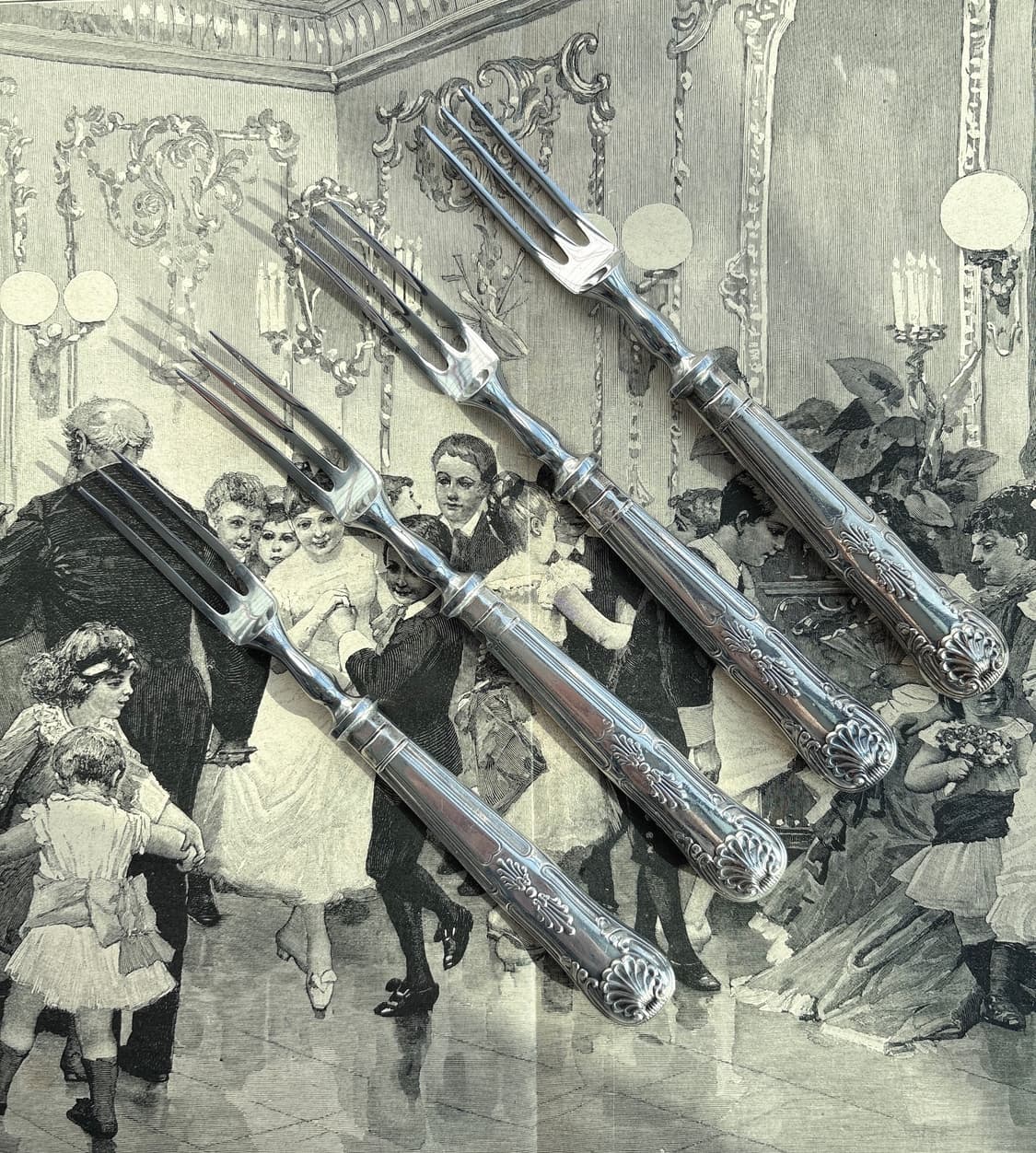 영국 앤틱 kings pattern 실버플레이트 과일 포크세트 상품이미지1