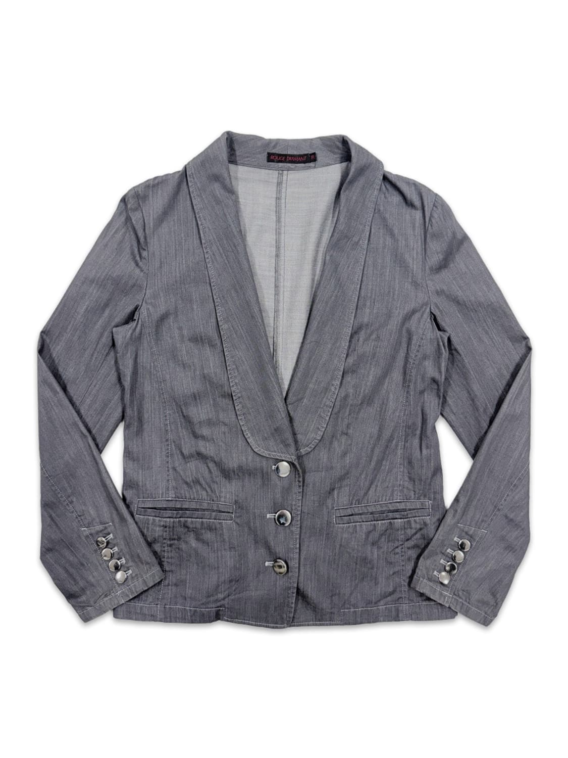 빈티지 블루그레이 라운드카라 디테일 싱글 자켓 상품이미지1