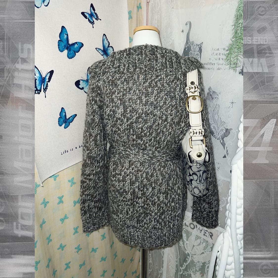 쿠키앤크림 카라 벨트 니트 가디건 상품이미지2