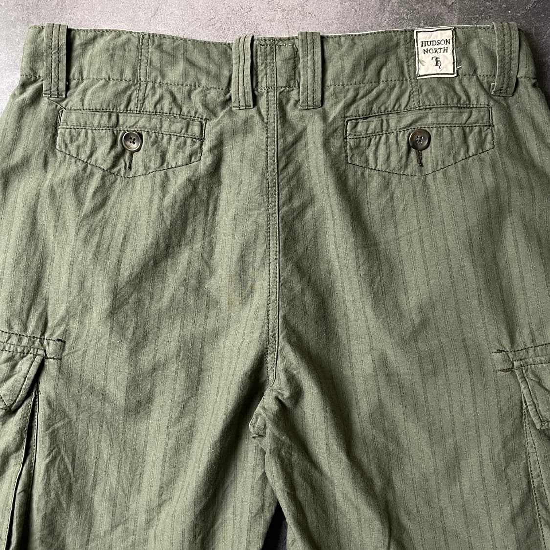 HUDSON 빈티지 카키 스트라이프 코튼 카고 하프 팬츠 A00762 상품이미지6