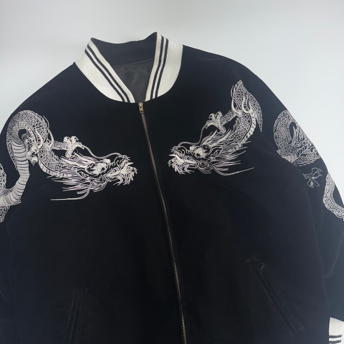 블랙 벨벳 실버 자수 스카쟌 상품이미지5