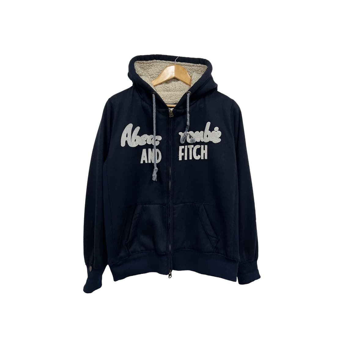 아베크롬비 레터링 로고 Y2K 양털 후드집업 상품이미지1