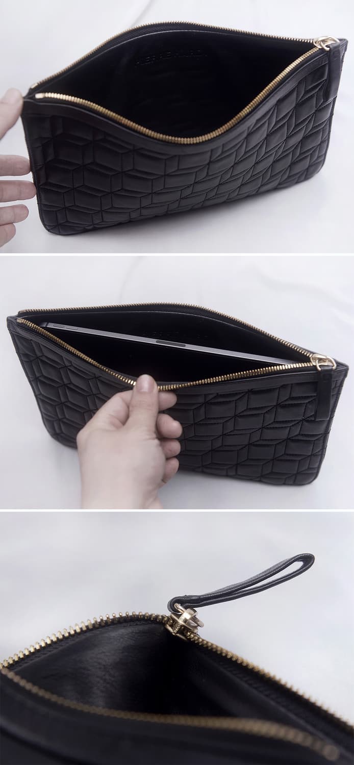 피에르하디 (PIERRE HARDY) 퀼팅 큐브 나파레더 카프스킨 클러치 상품이미지9