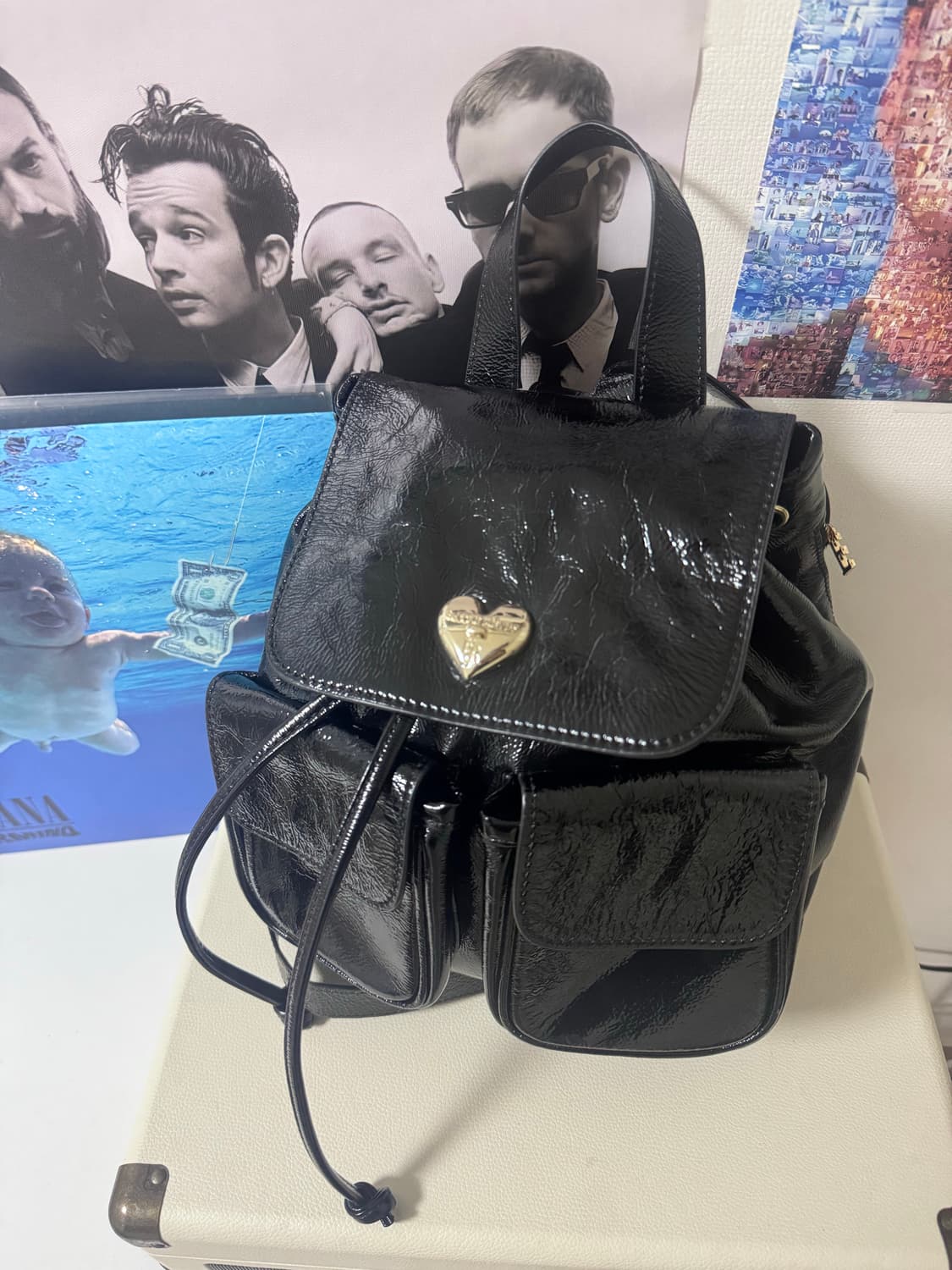 앙트레브 블랙 레더 백팩 상품이미지1