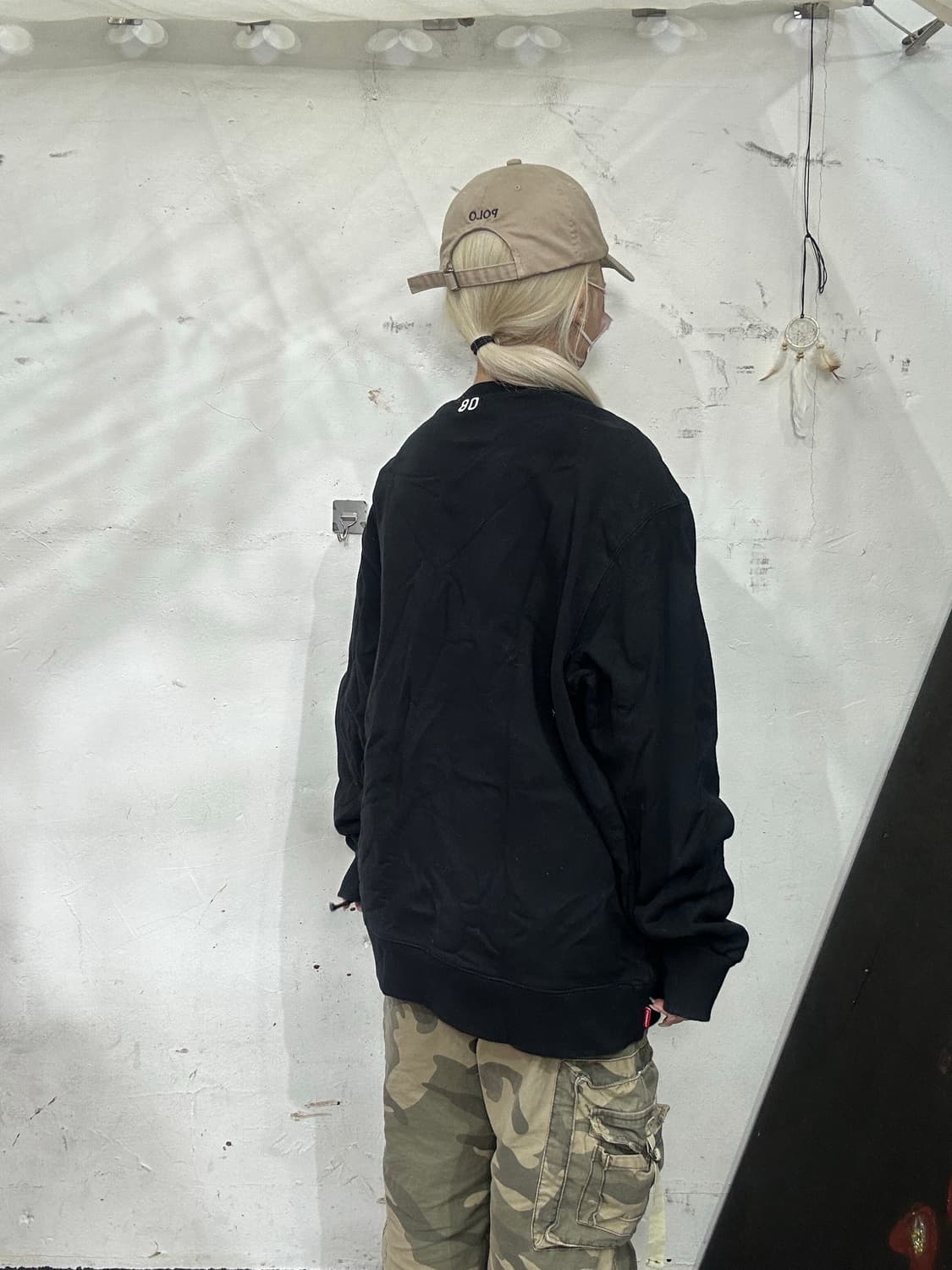 커버낫 C 로고 블랙 오버핏 맨투맨 XL 상품이미지3