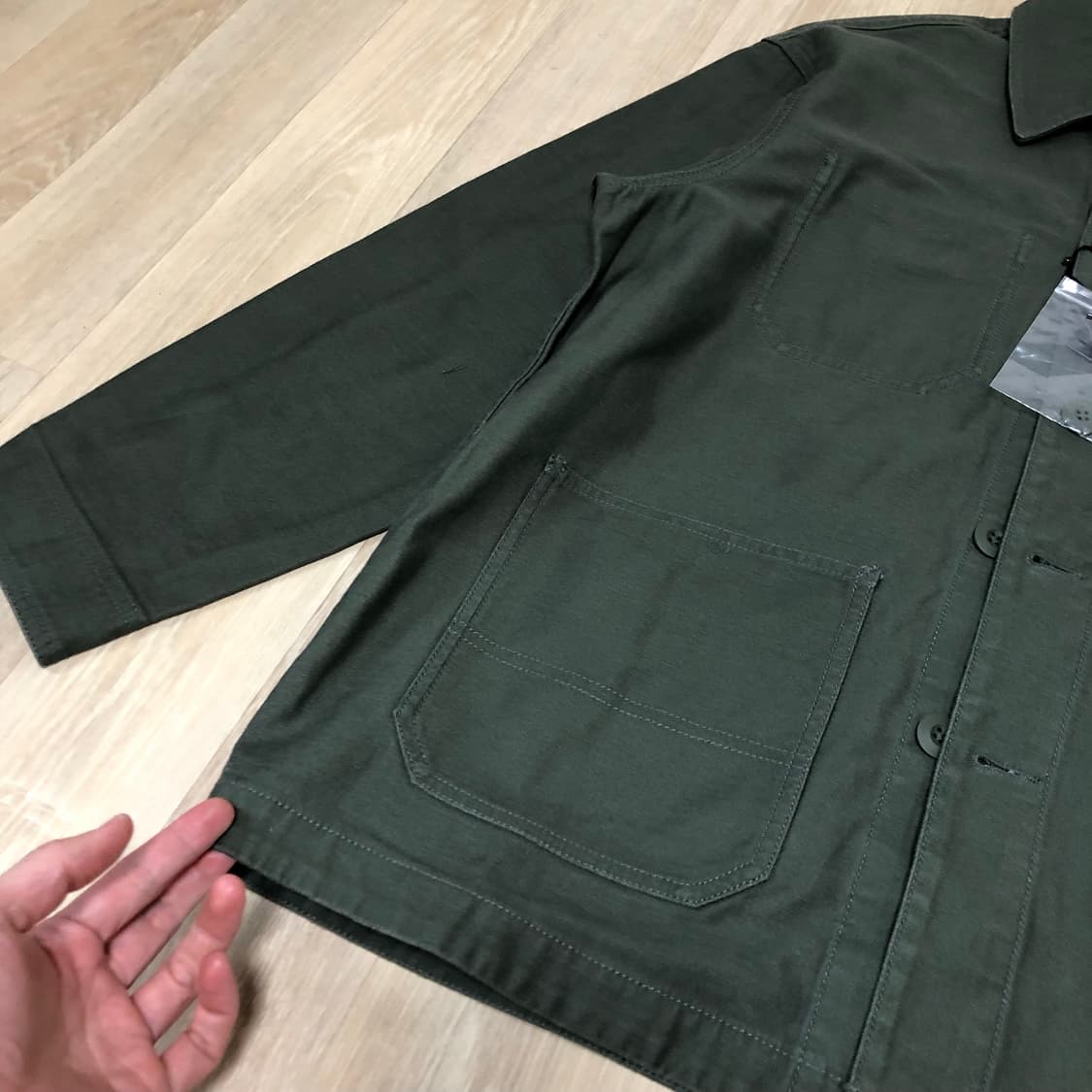 (M) 새상품 무탠다드 코튼 백사틴 초어 워크 자켓 카키 올리브 상품이미지6