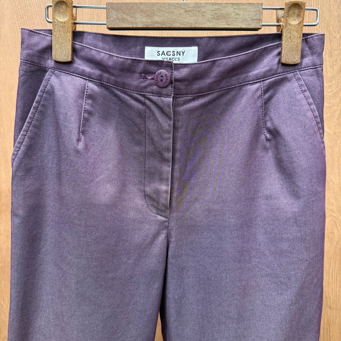 삭스니 와이삭스 크롭 슬랙스 스판 팬츠 사이드슬릿 디테일 퍼플 상품이미지4