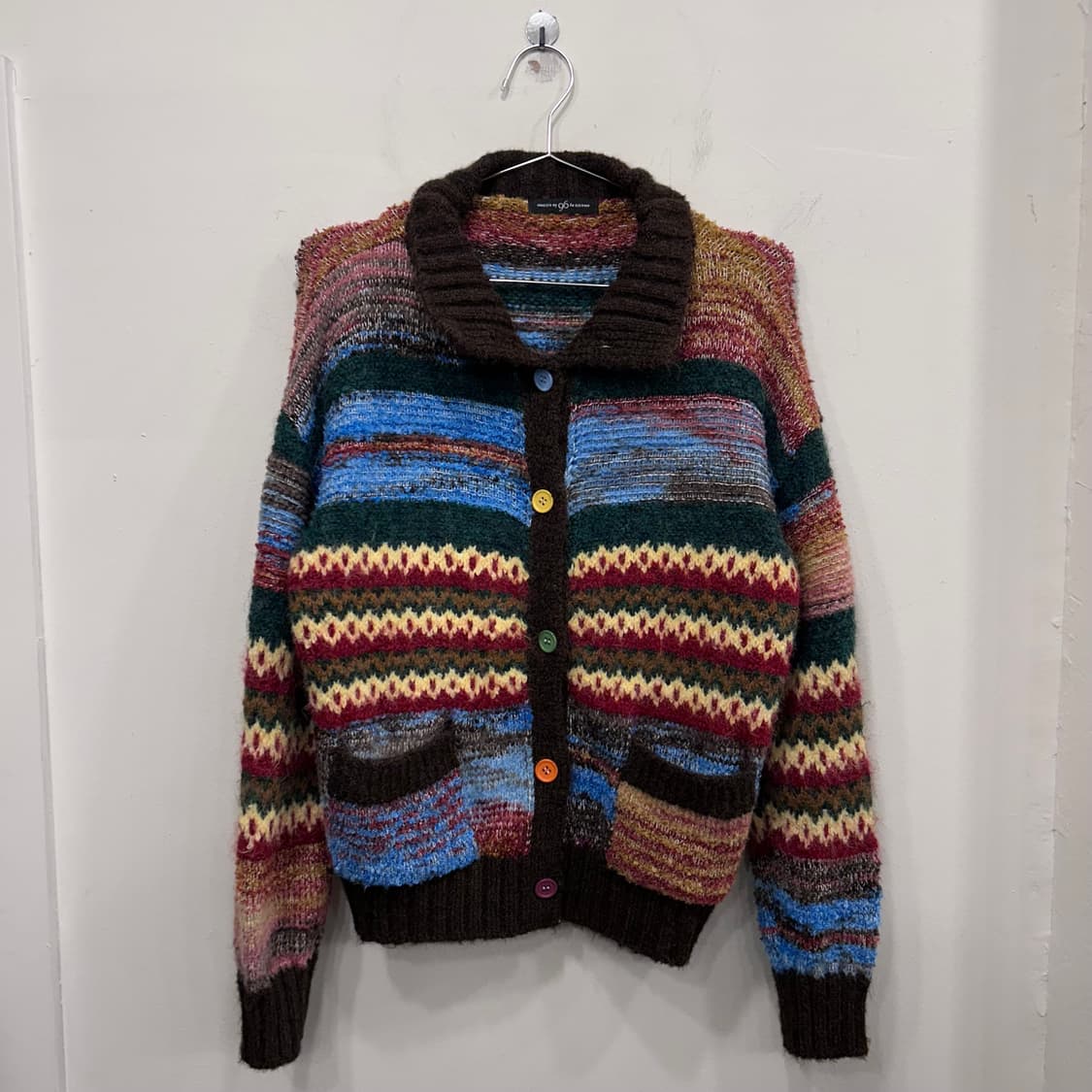 NINESIX NY 빈티지 패턴 부클 니트 가디건 상품이미지2