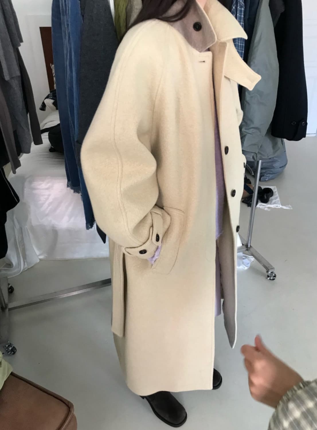 (새상품)위아 알파카 울 혼방 베이지코트 상품이미지3