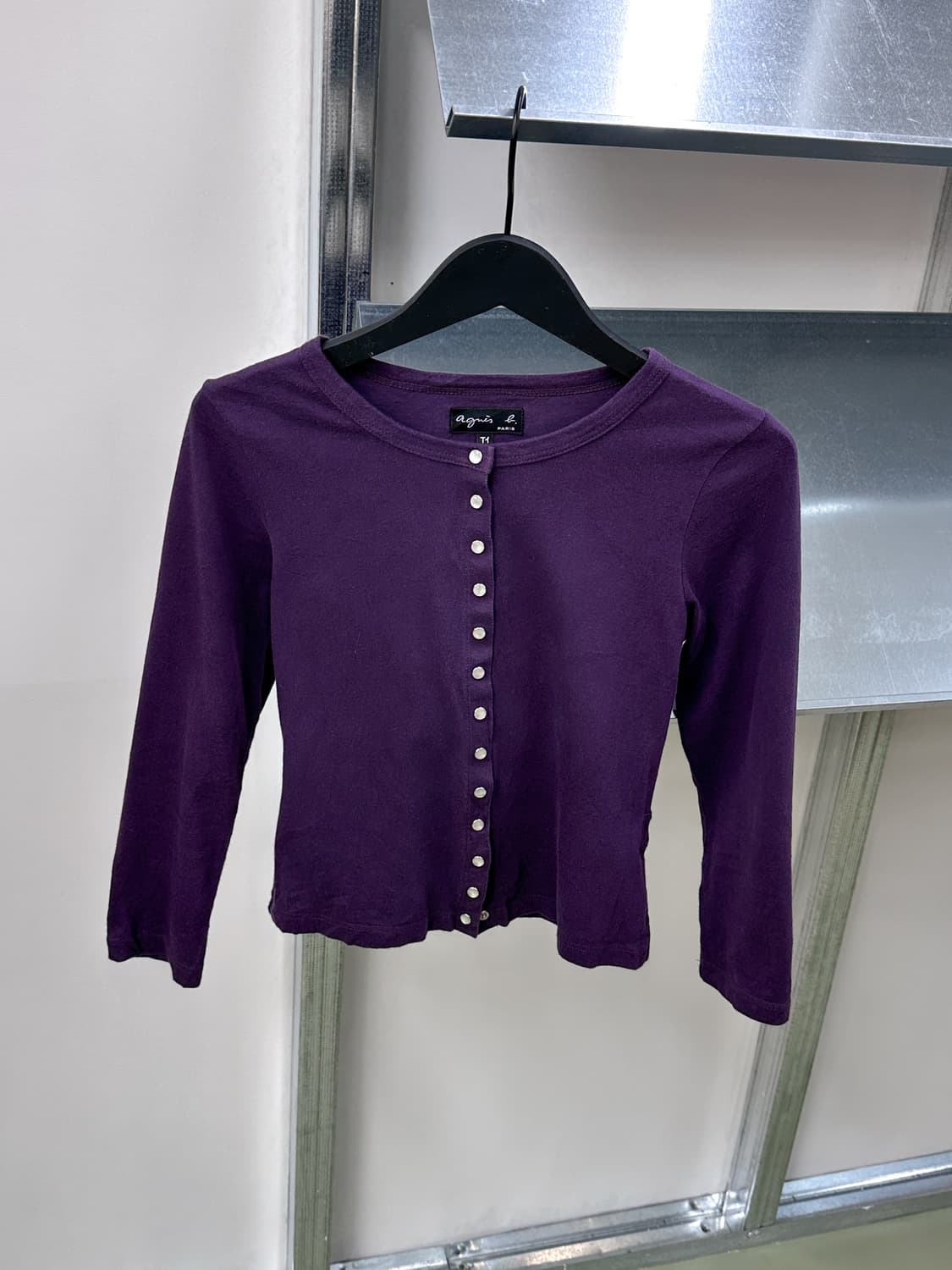agnes B purple snap buttons cardigan 상품이미지4