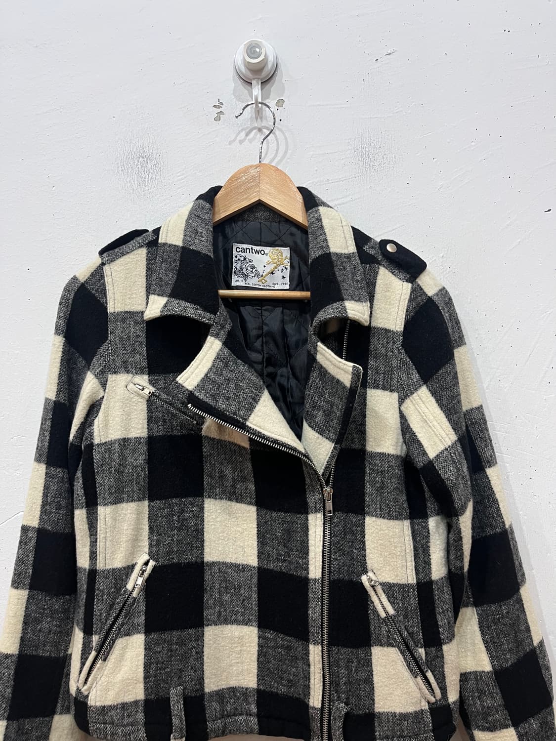 CANTWO JPN 체크 울 바이커 자켓 우먼즈  상품이미지2