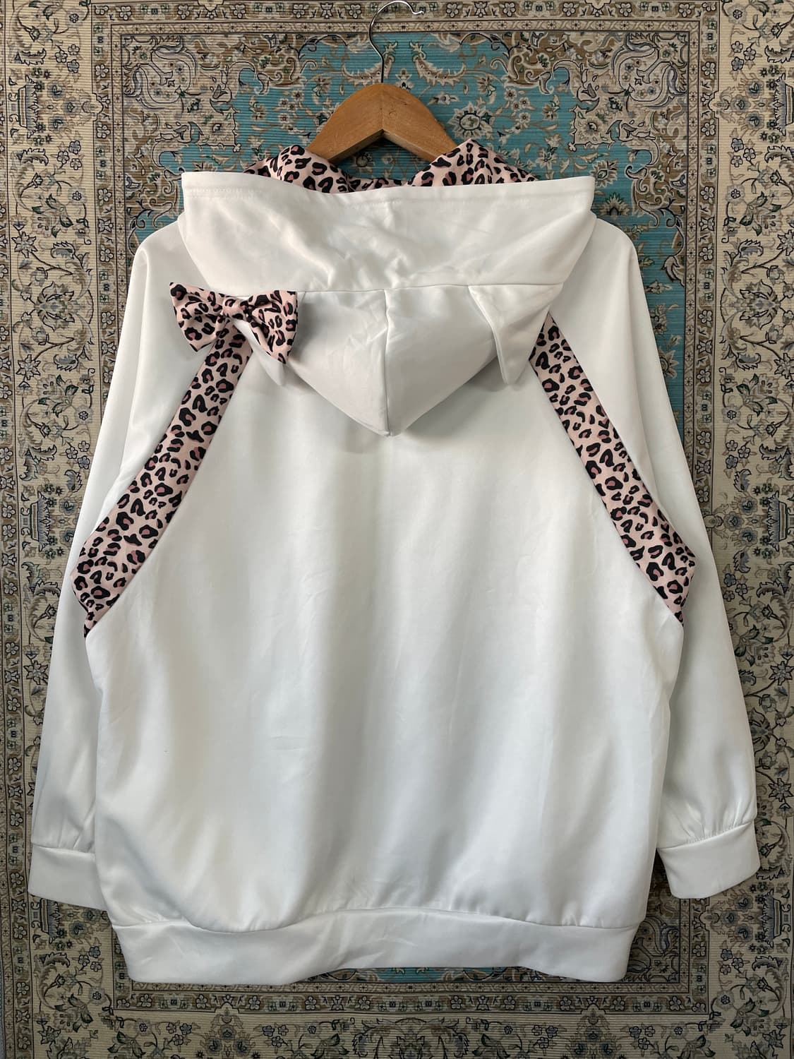 헬로키티 갸루 핑크 호피 화이트 후드플락 세트1672 상품이미지2