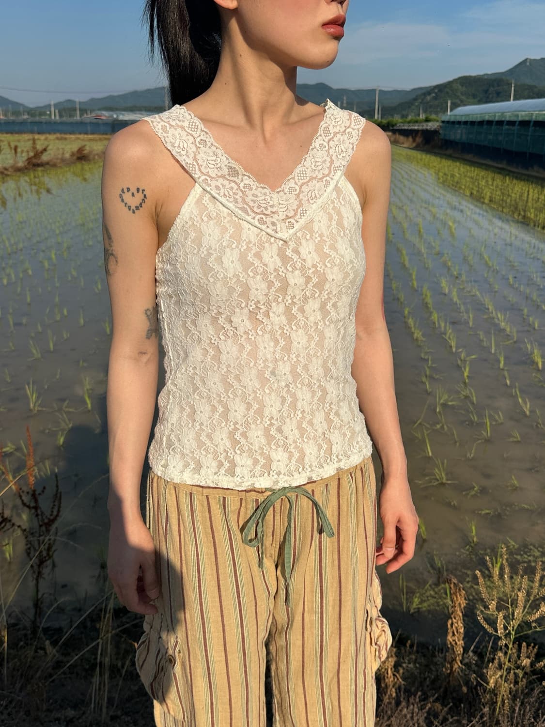 빈티지 아이보리 플라워 레이스 슬리브리스 상품이미지1