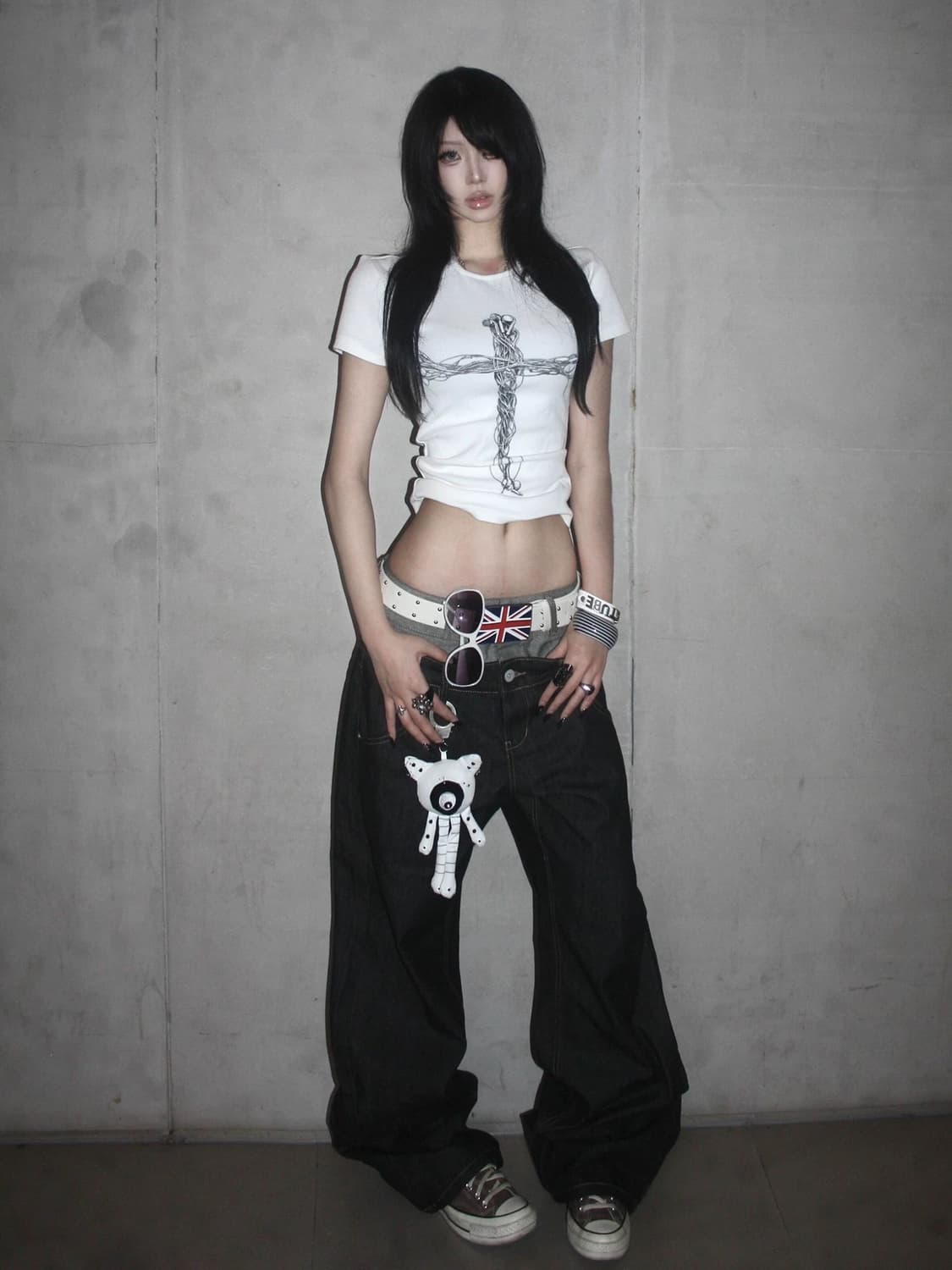 크로스 와이어 프린팅 슬림핏 반팔 티셔츠 상품이미지2