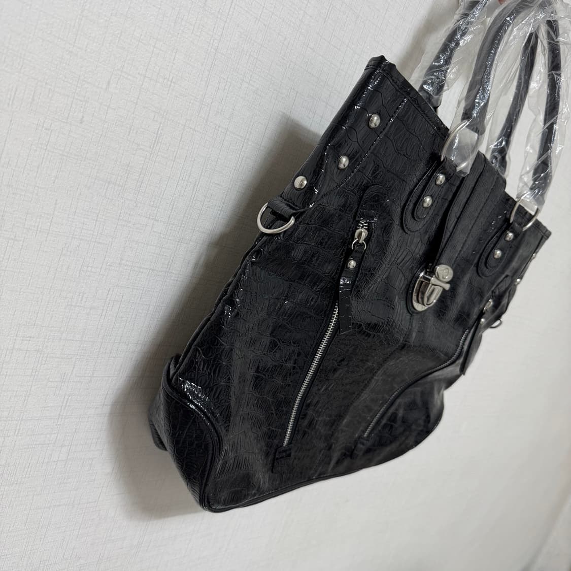 새상품 블랙 크로커다일 빅 토트백 가방 베스티벨리 숄더백 빈티지 갸루 상품이미지3