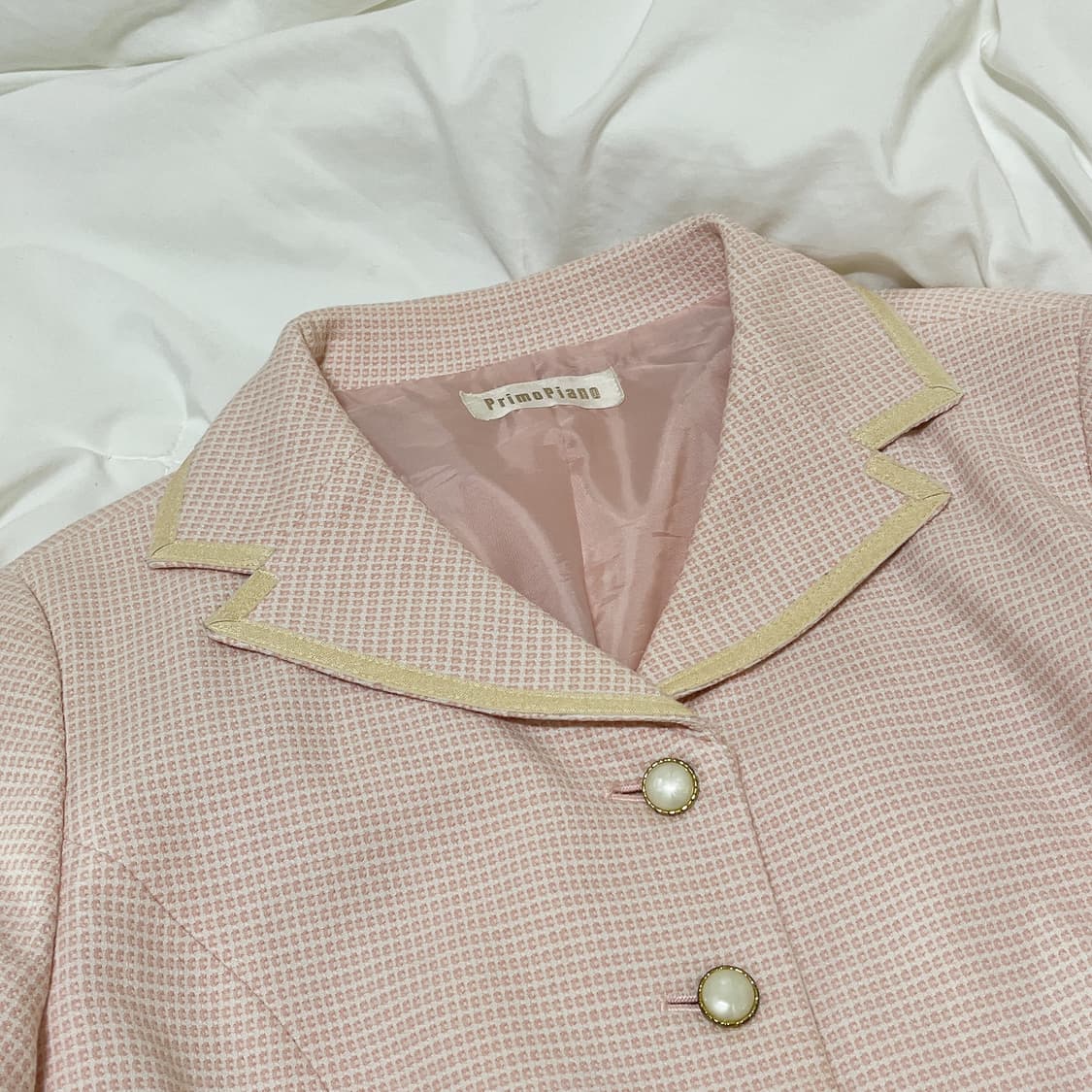 빈티지 ) 핑크와플 크롭자켓 상품이미지1