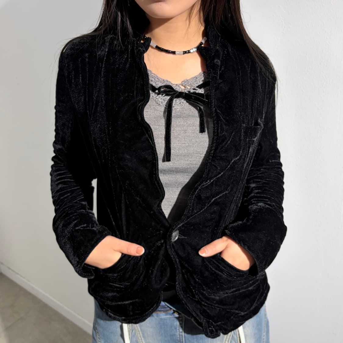 PPFM 벨벳 블레이저 자켓 상품이미지2