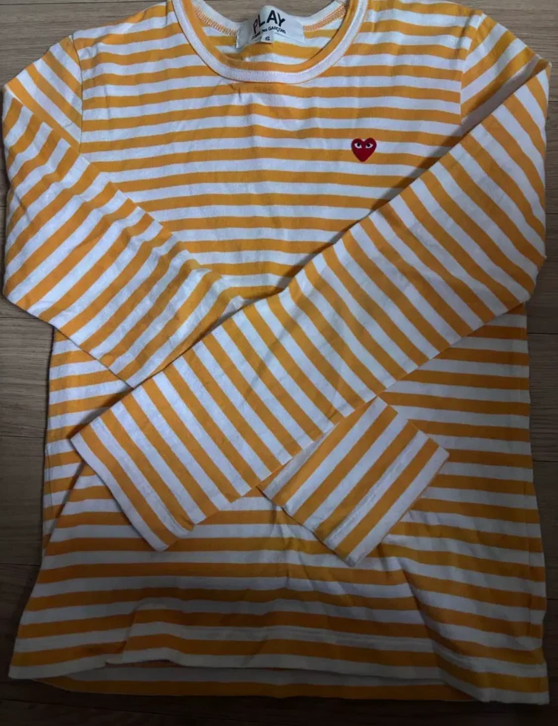 (W) 꼼데가르송 미니 레드와펜 스트라이프 롱슬리브 티셔츠 오렌지 상품이미지3