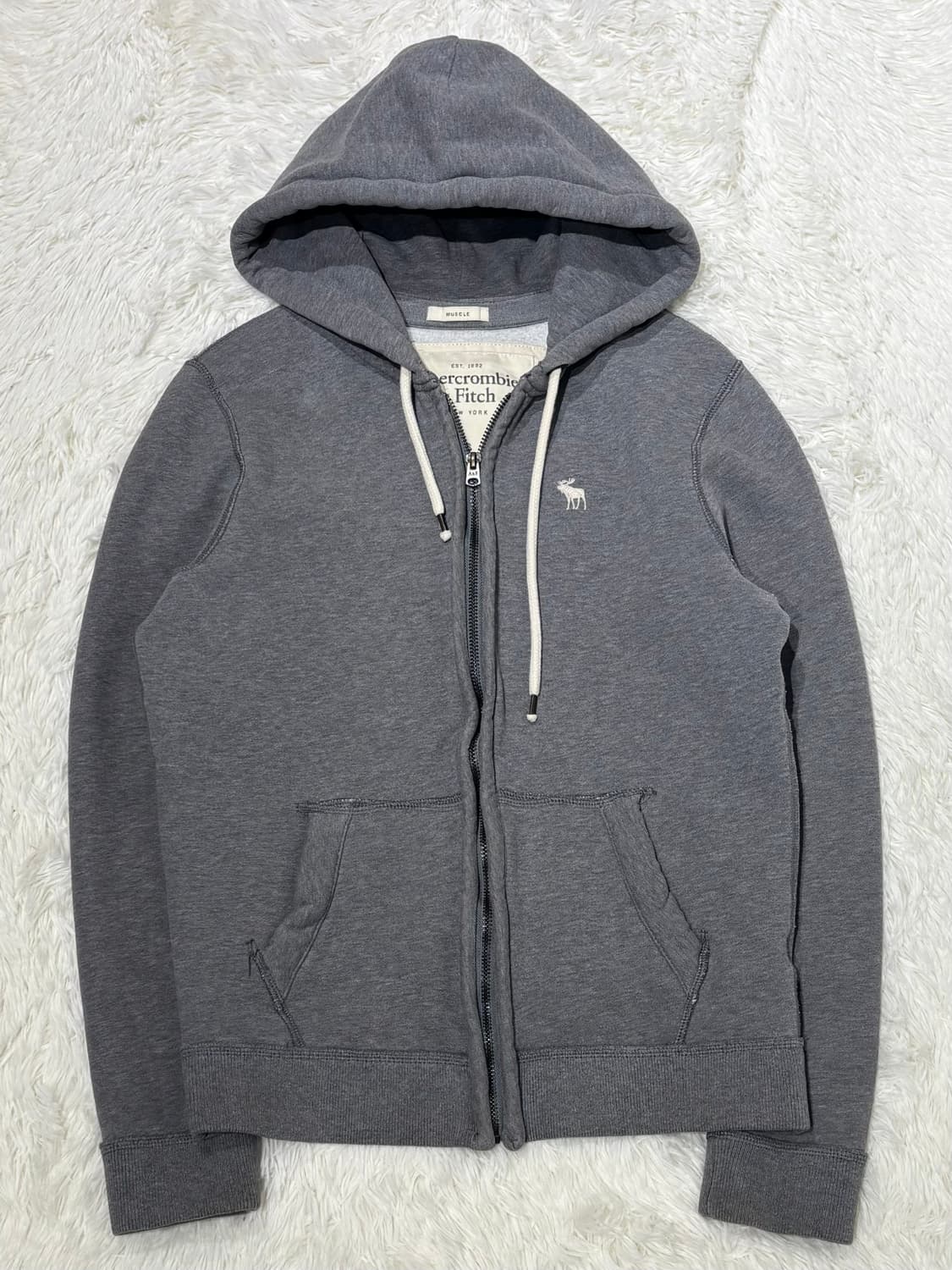 아베크롬비 자수로고 그레이 후드집업 상품이미지3
