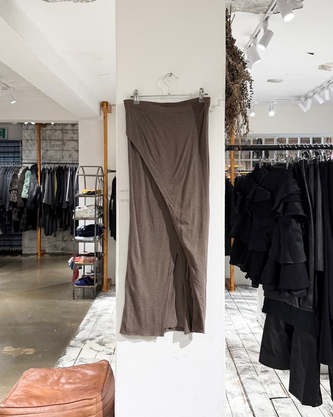 릭오웬스 브라운 15ss 니트 컷아웃 펜슬스커트 상품이미지1