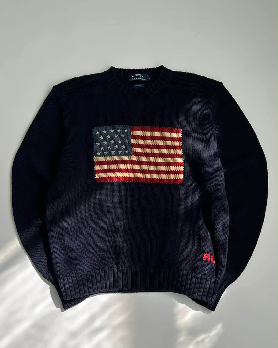 [L] 폴로 랄프로렌 성조기 네이비 코튼 니트 스웨터 상품이미지1