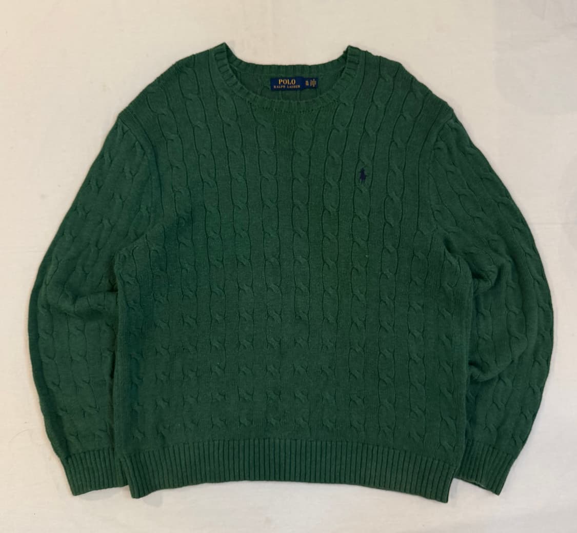 폴로 랄프로렌 신형 희귀컬러 케이블 꽈배기 니트 그린 상품이미지1