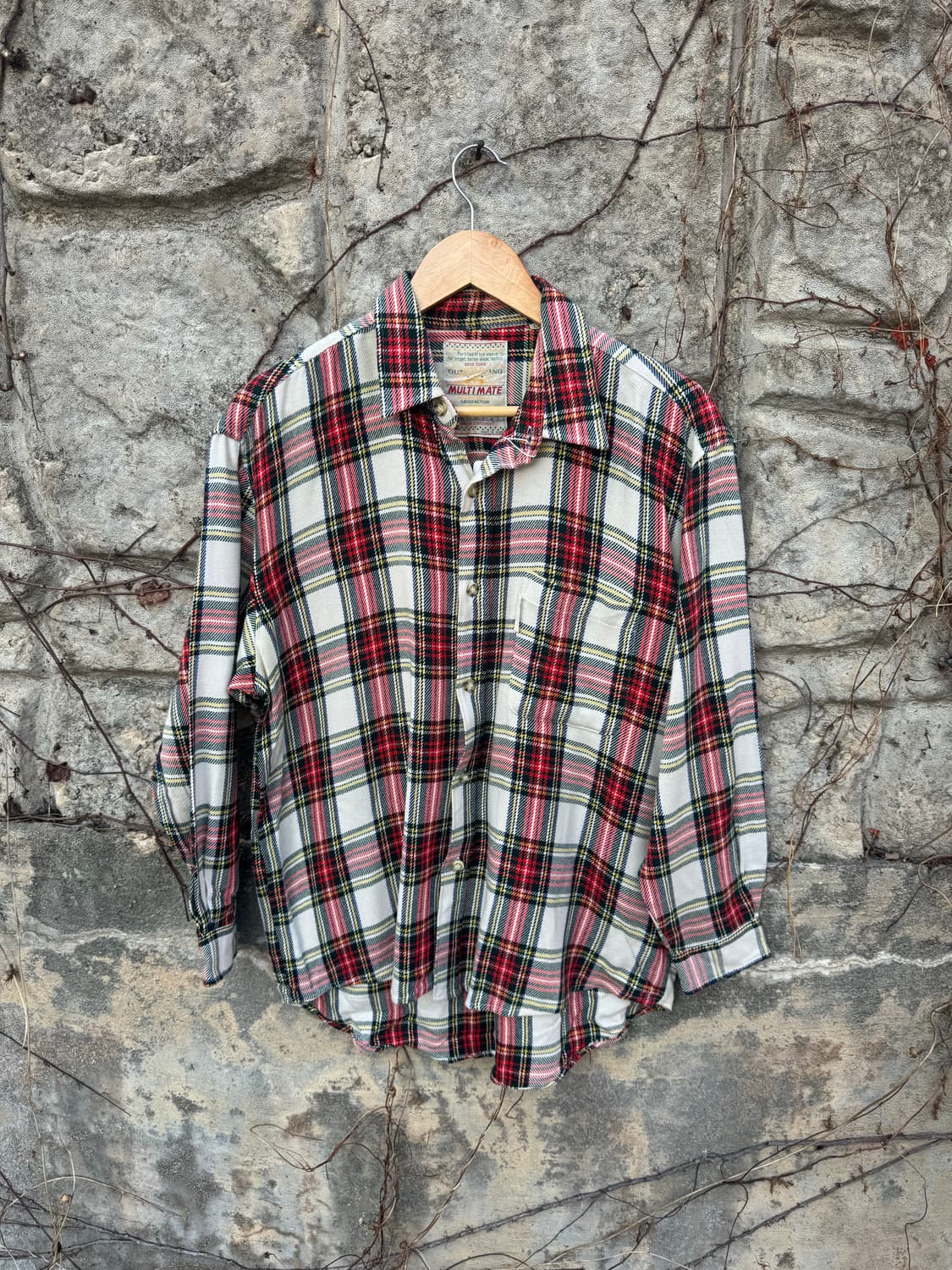 80s 멀티메이트 체크 배색 플란넬 셔츠 L 상품이미지1