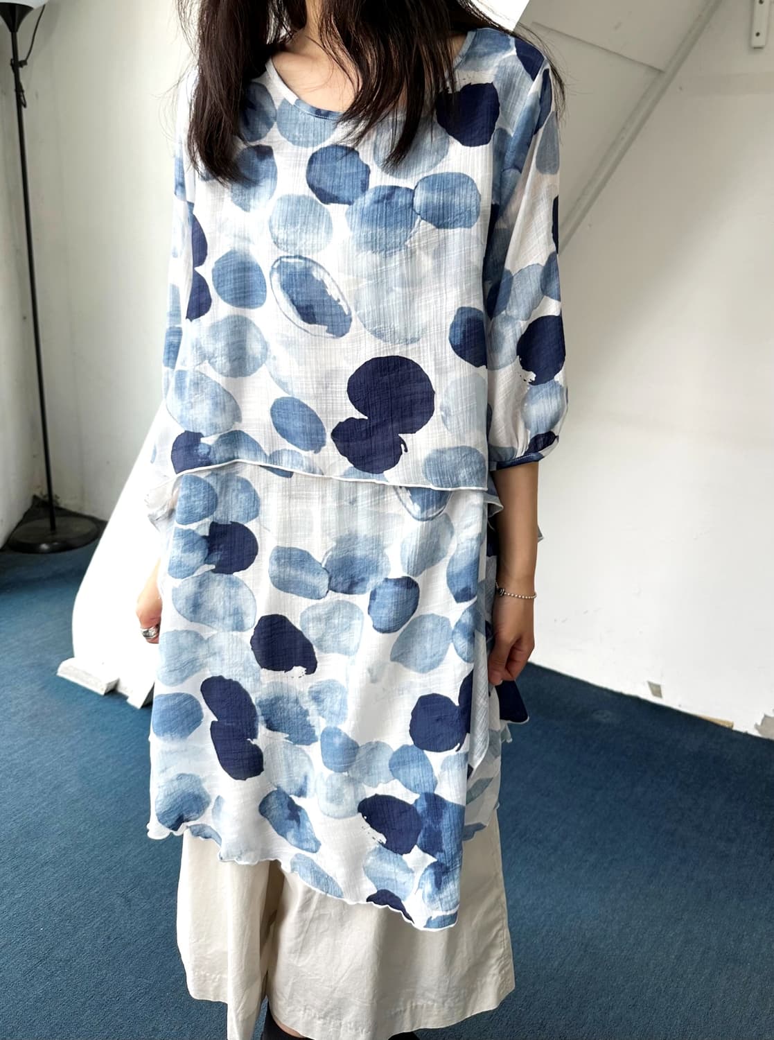 Rayon blend sheer design panel onepiece  상품이미지8