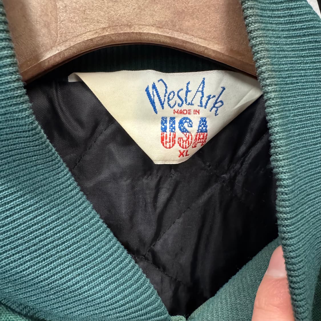 00s USA VINTAGE 코튼 워크 자켓 베이지 배색 딥그린 상품이미지6