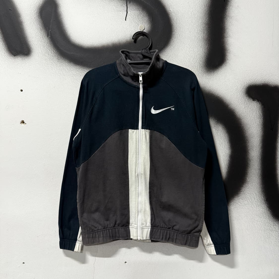 나이키 배색 빅 스우시 코튼 집업 져지 저지 자켓 상품이미지2