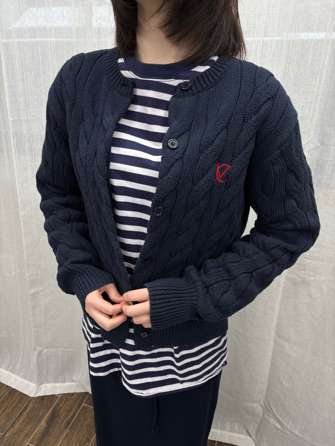 마리끌레르 꽈베기 케이블 니트 가디건 상품이미지1